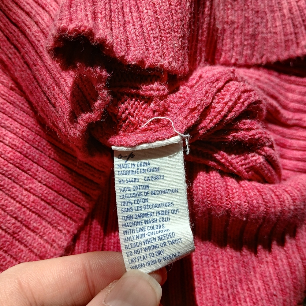 Y2K American Eagle Pink Cable Knit V Neck Sweater - Picture 5 of 7